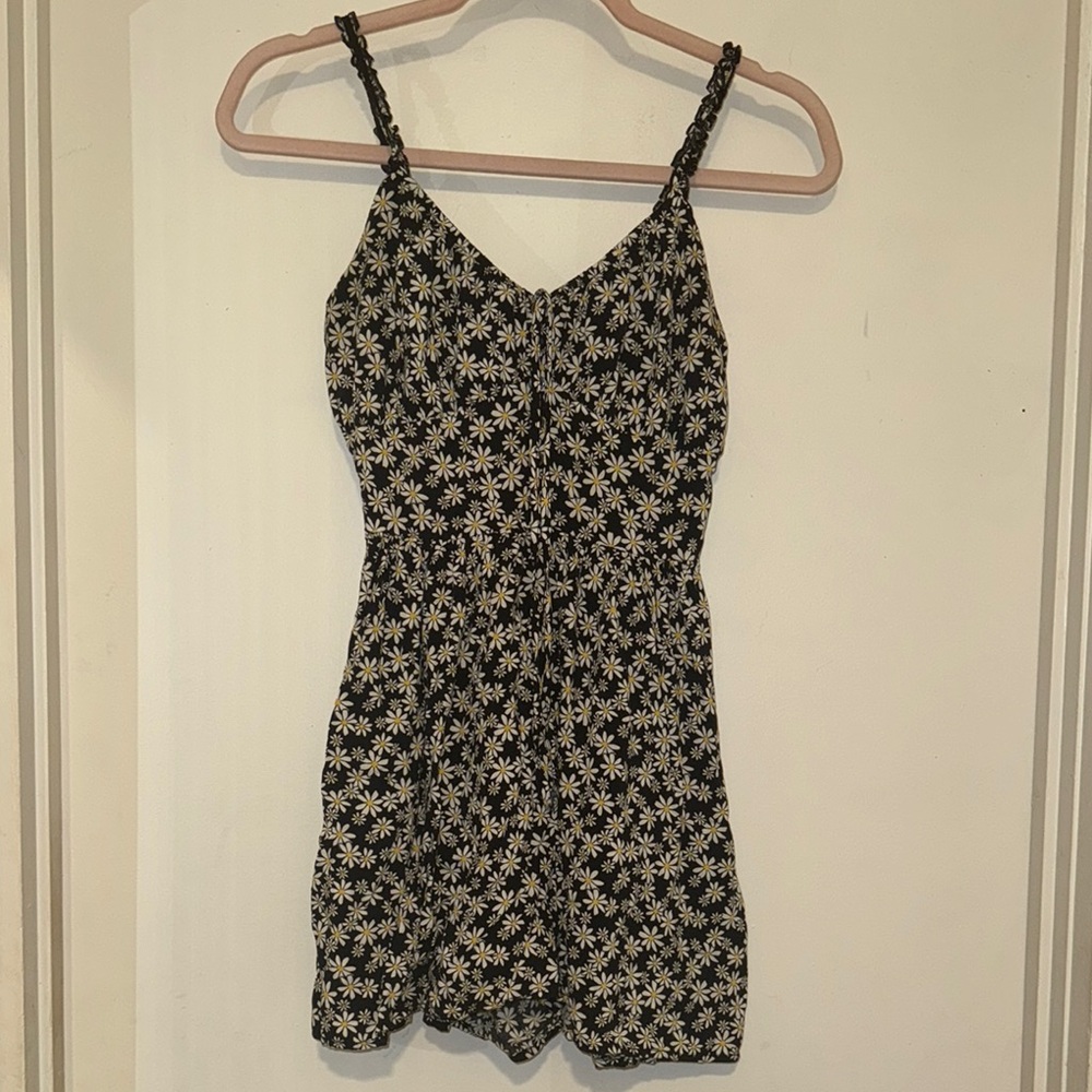 Daisy Print Black Romper